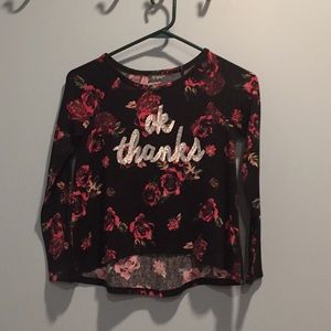 Girls size 7/8 tunic black and pink floral